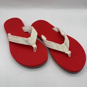Sanuk Rainbow Flip Flops Women's Size 6 Brushed Reds EVA Footbed Rainbow